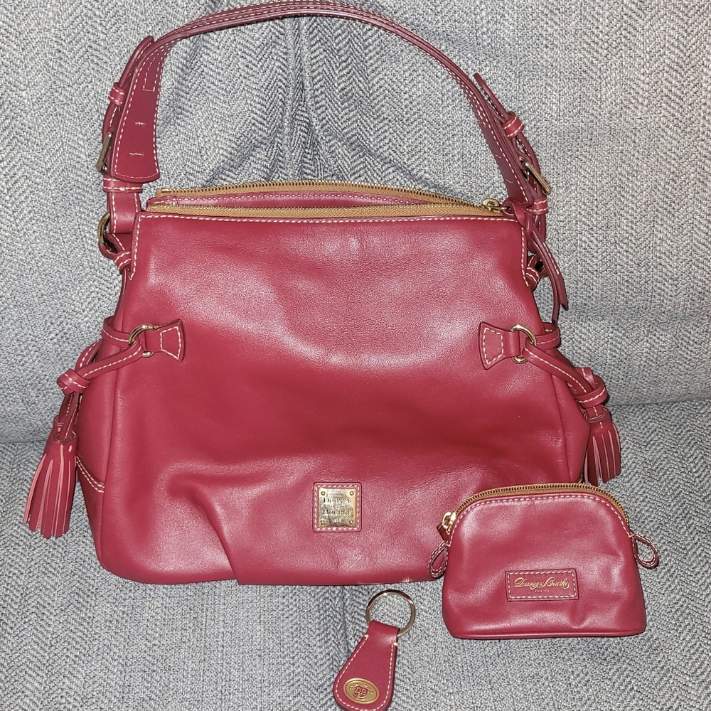 Dooney & Bourke Red Leather Handbag 3 Piece Set